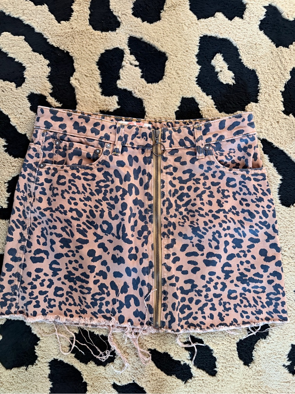 We The Free Free People Leopard-Print Zip Mini Skirt 27 4